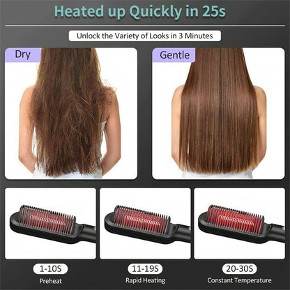 New 2 in 1 Hair Straightener Hot Comb Negative Ion Curling Tong Dual-Purpose Electric Hair Brush