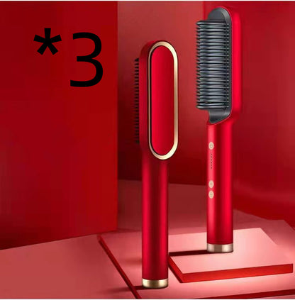 New 2 in 1 Hair Straightener Hot Comb Negative Ion Curling Tong Dual-Purpose Electric Hair Brush