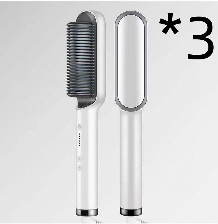 New 2 in 1 Hair Straightener Hot Comb Negative Ion Curling Tong Dual-Purpose Electric Hair Brush