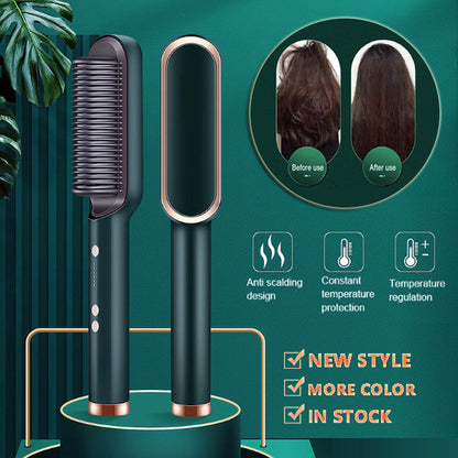New 2 in 1 Hair Straightener Hot Comb Negative Ion Curling Tong Dual-Purpose Electric Hair Brush