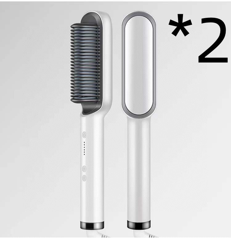 New 2 in 1 Hair Straightener Hot Comb Negative Ion Curling Tong Dual-Purpose Electric Hair Brush