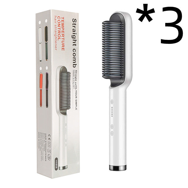 New 2 in 1 Hair Straightener Hot Comb Negative Ion Curling Tong Dual-Purpose Electric Hair Brush