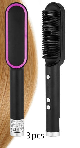 New 2 in 1 Hair Straightener Hot Comb Negative Ion Curling Tong Dual-Purpose Electric Hair Brush