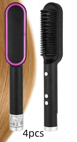 New 2 in 1 Hair Straightener Hot Comb Negative Ion Curling Tong Dual-Purpose Electric Hair Brush