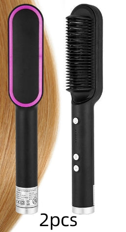 New 2 in 1 Hair Straightener Hot Comb Negative Ion Curling Tong Dual-Purpose Electric Hair Brush