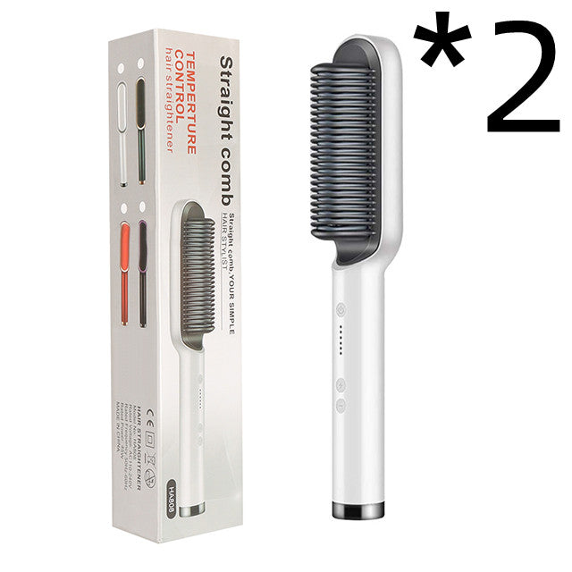 New 2 in 1 Hair Straightener Hot Comb Negative Ion Curling Tong Dual-Purpose Electric Hair Brush