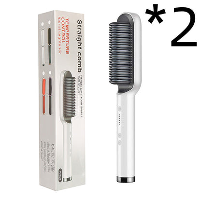New 2 in 1 Hair Straightener Hot Comb Negative Ion Curling Tong Dual-Purpose Electric Hair Brush